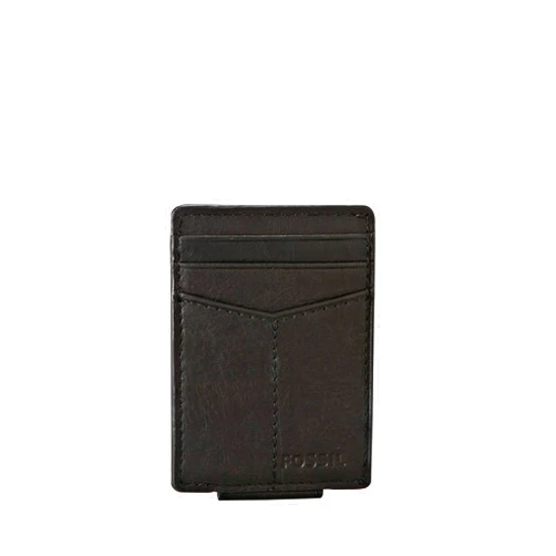 Fossil Men's Leather Minimalist Magnetic Card Case with Money Clip Front Pocket Wallet for Men