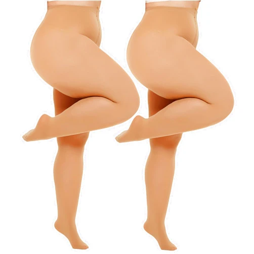 HeyUU Plus Size Tights for Women Semi Opaque Queen Size Nylon Pantyhose 1X 2X 3X 4X