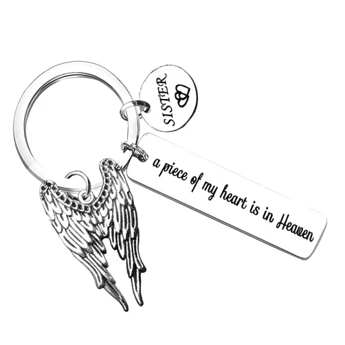 Vadaka Sister Memorial Jewelry Gift A Piece of My Heart is in Heaven Keychain Sister Memorial Keychain Keyring Gift Sympathy Jewelry Loss Memorial Keychain Loss of Sister Keychain Sympathy Gift