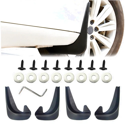 Zufoty 4PCS Car Mud Flaps, Black Mud Flaps Splash Guards, Fender Front & Rear Mud Guards Splash, No Drilling Mudguards Fenders with Hardware Kits, Mud Flaps Splash Guards Accessories Universal for Car