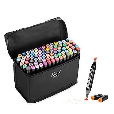 LOULANJX 80 Colors Artist Alcohol Markers Dual Tips Marker Pens Permanent Sketch Markers Set for Kids and Adult Coloring Painting Manga Design
