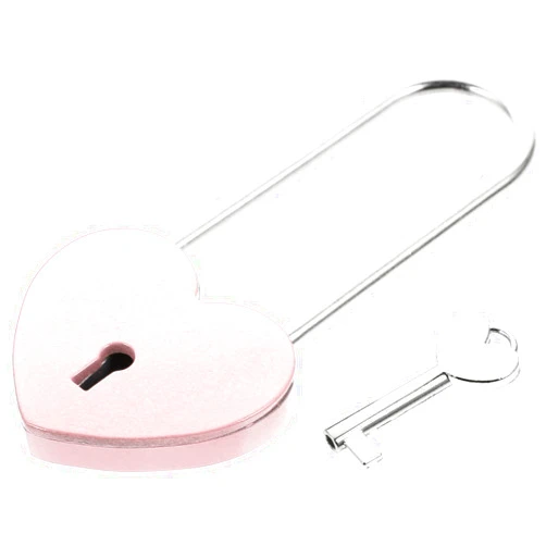 NUOBESTY Heart Shaped Padlock, Mini Metal Lock with Key Padlock Couple Wishing Lock for Jewelry Storage Box Diary Book Wedding Lovers Pink