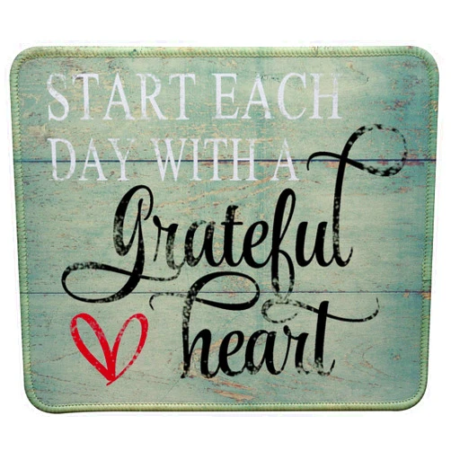 VIVIPOW Inspirational Quote Mouse Pad,Stitched Edges Mouse Pad with Inspirational Quote (Start Each Day with A Grateful Heart)