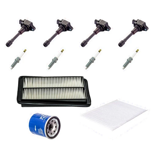 Mac Auto Parts Ignition Coils Plugs Air Oil Cabin Filters Tune-up Kit Fits for 14-18 Nissan Rouge 2.5L