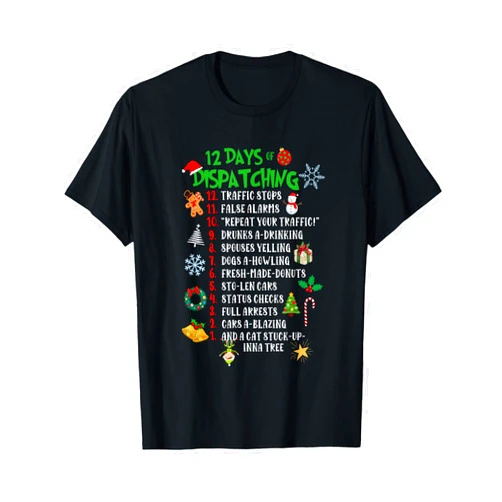 911 Dispatcher Designs Funny 911 Dispatcher Christmas Gifts Police Thin Gold Line T-Shirt