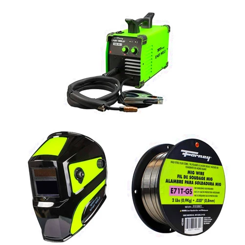 Forney Easy Weld 261, 140 FC-i Welder, 120V, Green & Easy Weld Series Velocity ADF Welding Helmet & Flux Core Mig Wire, Mild Steel E71TGS.030-Diameter, 2-Pound Spool, Silver, Pack of 1