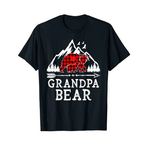 MATCHING Christmas Family Bear Buffalo Plaid HERE Grandpa Bear Christmas Buffalo Red Plaid Family Matching T-Shirt
