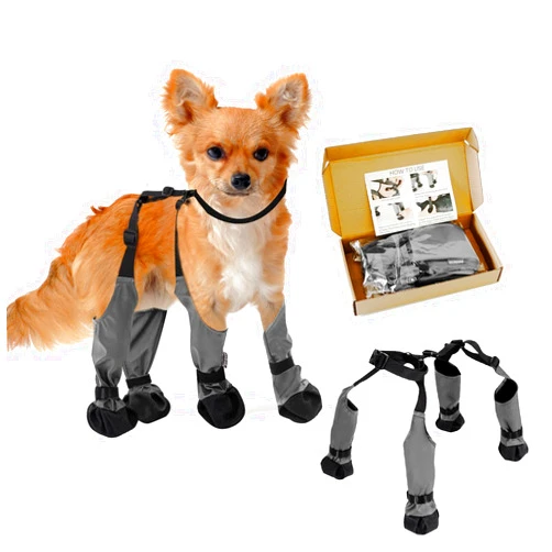 BECROWM Waterproof Dog Boots, Dog Paw Protector for Small Medium Dogs, Adjustable Dog Boots Pet Shoes for Outdoor Walking Soft Dog Shoes Pets Paws Protector(Grey-S)