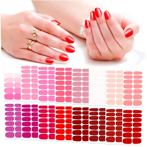 SILPECWEE 16 Sheets Nail Polish Stickers Full Nail Wraps Stick on Nail Polish Strips Self Adhesive Gel Nail Strips Fingernails Sticker Nails for Women with 1pc Nail File (Stylish Style)
