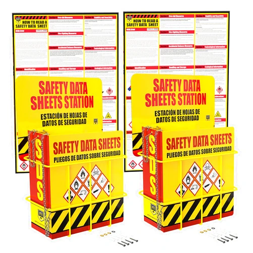 Performore SDS Display Rack -Set with 3 Inch Heavy Duty Ring Binder, Wire Rack, SDS Station Sign, Chain, Mounting Hardware, SDS Poster Included - 2 Pack
