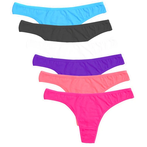 ELACUCOS 6 Pack Women's Thongs Cotton Breathable Panties Bikini Underwear