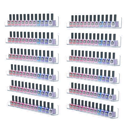 FEMELI Nail Polish Wall Rack: Acrylic Clear Nail Polish Shelves - 12pcs Nail Polish Wall Organizer Holder Display 15 Inch
