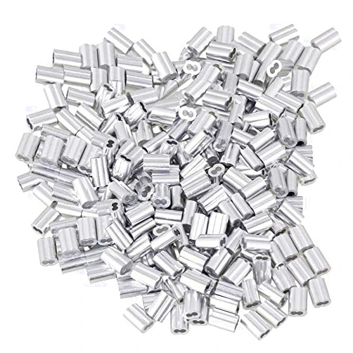 Bowmeego 1/16 Aluminum Crimping Loop Sleeve, 100Pcs, Cable Ferrule for Wire Rope