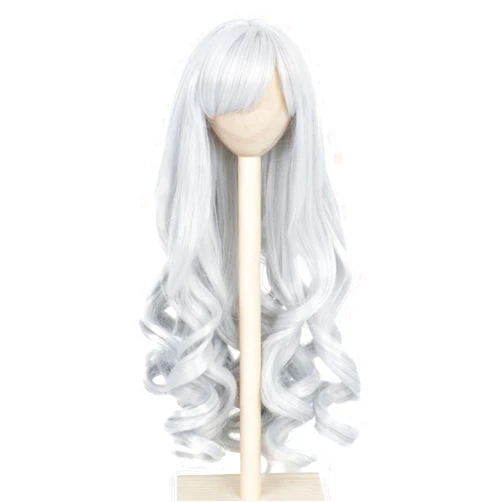 M MISS U HAIR Missuhair 8-9Inch 1/3 BJD Wig Long Silvery Grey Doll Wig MSD DOD Pullip Dollfie Doll Wig Curly Handmade Hair Replacement Wig