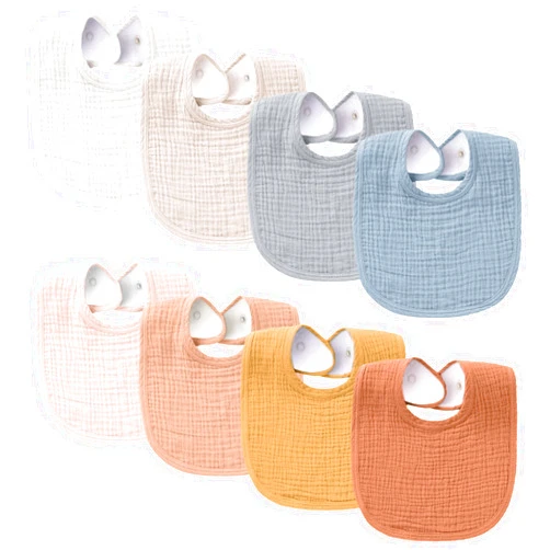 Konssy Muslin Baby Bibs 8 Pack Baby Bandana Drool Bibs Cotton for Unisex Boys Girls, 8 Solid Colors Set for Teething Drooling