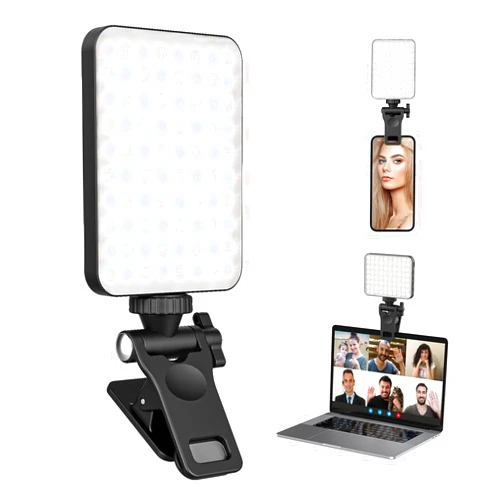 XINBAOHONG Rechargeable Selfie Light, Clip Fill Light for Phone Laptop Tablet Portable Light for Video Conference Live Streaming Zoom Call Makeup Picture (Black)