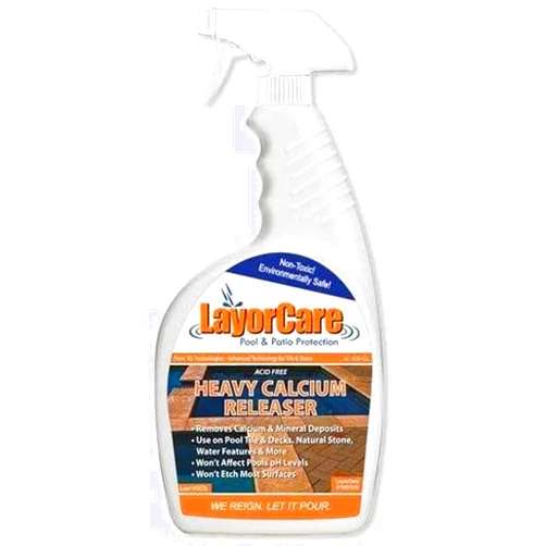 LayorCare Heavy Calcium Releaser - Calcium Build Up Remover for Pool Tiles and Decks, Natural Stone, Rock Water Features, and More - 1 Quart
