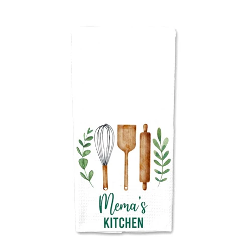 DiandDesignGift Mema's Kitchen Towel - Tea Towel Kitchen Decor - Mema's Kitchen Soft and Absorbent Kitchen Tea Towel - Decorations House Towel - Kitchen Dish Towel Mema's Birthday Gift