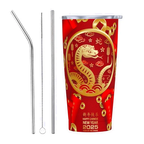 Bxkens Year Of The Snake 2025 Happy Chinese New Year 2025 Tumblers Stainless Steel Mugs 20 Oz Double Wall Insulated Coffee Cup Travel Mug For Gym Outdoor Women Men
