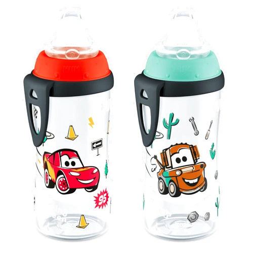 NUK Active Sippy Cup, 10 oz, 2 Pack, Disney's Cars, Lightning McQueen, BPA-Free, Spill-Proof, Transition Cup