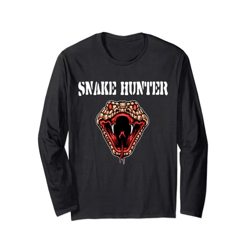 Snake and hunter,reptile fashion,hunting gift snake hunter,reptile,rattlesnake head,hunting gift idea Long Sleeve T-Shirt