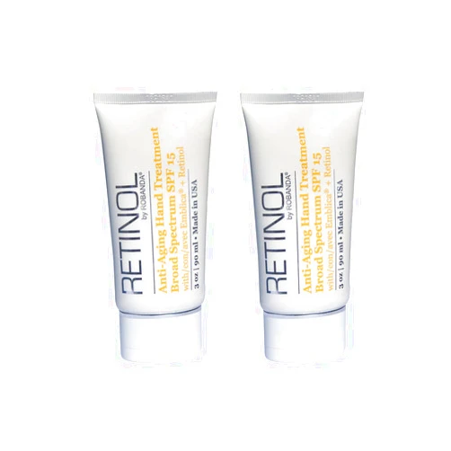 Robanda Retinol Anti-Aging Hand Treatment │ Broad Spectrum SPF 15 + Retinol Cream to Repair Dry Skin, 2 pack
