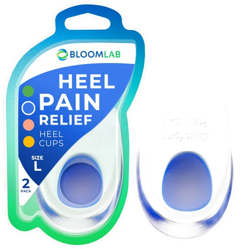 BloomLab Gel Heel Pads - 2 Pcs Heel Cups for Heel Pain, for Plantar Fasciitis Bone Spurs Pain Relief Protectors of Sore or Bruised Feet, Foot Pain Relief Support Comfort Cushion Insoles for Women/Men