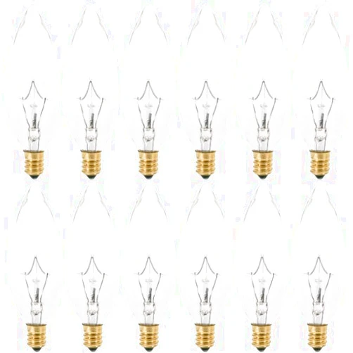 KOR - Pack of 12) 15 Watt CTC Clear Candelabra Base (E12) Straight Torpedo Tip 120V Incandescent Chandelier Light Bulbs