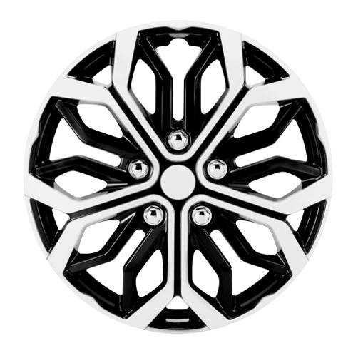 QUALITYFIND Universal Hubcaps - Black & Silver Wheel Covers for Cars - 16 inch Made in Taiwan - Set of 4 - Fits Honda, Volkswagen, Chevy, Mazda, Dodge, Ford -and Most car, Design