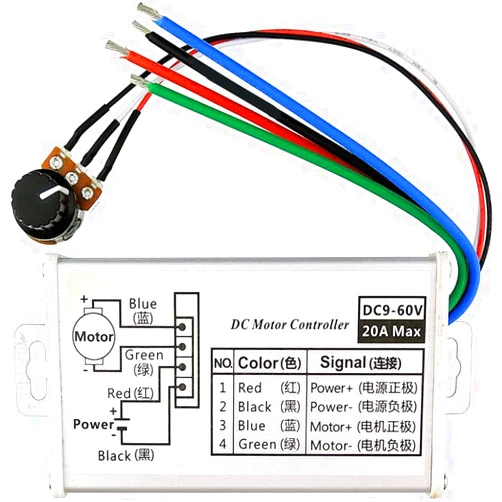 Puly PWM DC Motor Speed Controller, Brush Motor Driver Controls Module DC 9V-60V 12V 24V 36V 48V 60V Motor Pulse Width Modulator Regulator 20A 1200W PWM Monitor Dimmer Governor