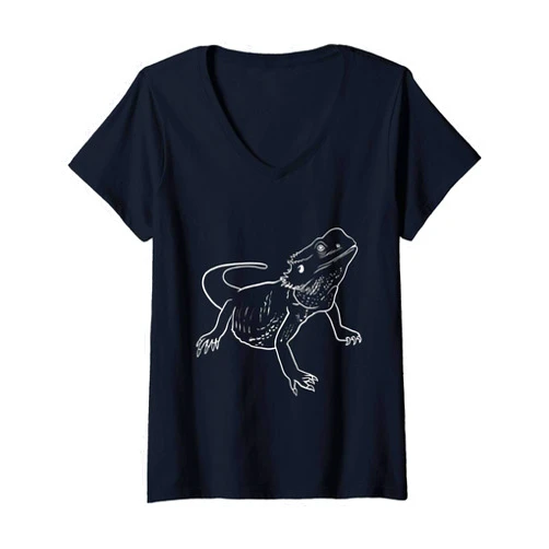 Cute Bearded Dragon Line Lover Gift Owner Love Womens Cute Bearded Dragon Line Lover Gift Owner Love V-Neck T-Shirt