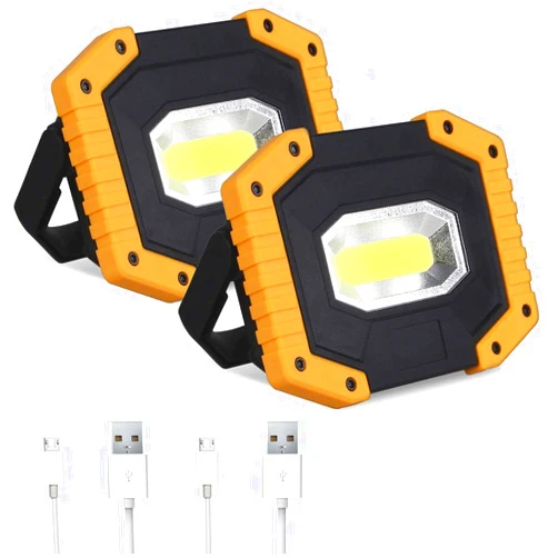 AUMIO Rechargeable LED Work Light 2 Pack, COB 30W 2000LM Portable LED Work Light Battery Work Light Cordless Waterproof Work Light for Outdoor Camping Hiking Emergency Car Repairing and Job Site Lighting