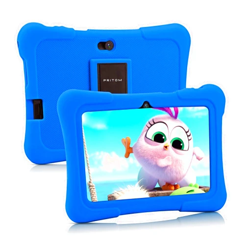 PRITOM 7 inch Kids Tablet, Quad Core Android OS, 32GB, WiFi, Bluetooth, Dual Camera, Educationl, Games,Parental Control, Kids Software Pre-Installed with Kids-Tablet Case (Dark Blue)