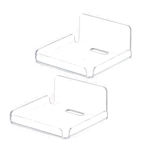 XIHAMA Acrylic Floating Wall Shelves, 2 Pack Mini Wall Mounted Hanging Display Shelves, Universal Adhesive Shelf Drill, for Security Cameras, Baby Monitors, Smart Speakers