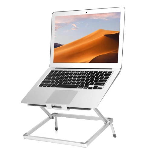 HappyDino Laptop Stand for Desk Aluminum Laptop Holder with Adjustable Portable Foldable Design for Devices Up to 17.3 Inches, Silver