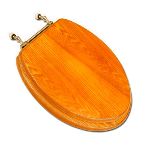 Jones Stephens Comfort Seats C3B2E118BN Decorative Oak Wood Elongated Toilet Seat with Brushed Nickel Hinges, Dark Oak