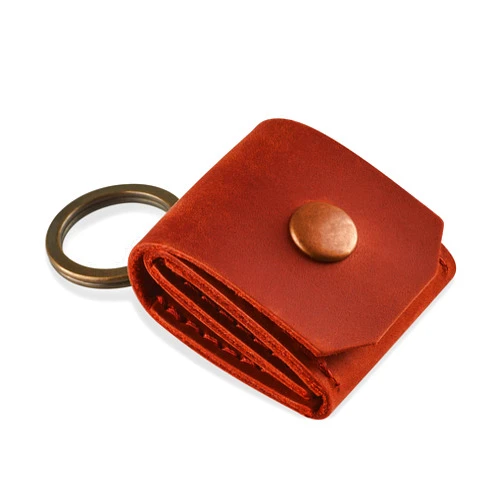 Gmakin Leather Guitar Pick Holder Keychain, Guitar Pick Holder Case Bag, Plectrum Key Fob Cases Bag, Gift for Guitar Players (Cognac)