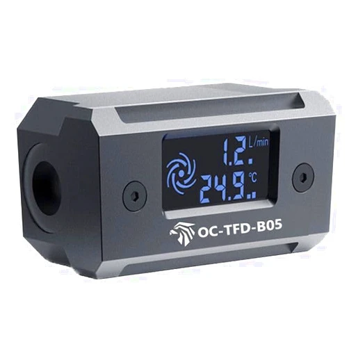 VQP G1/4” Inline Temp & Flow Rate Monitor for PC Water Cooling Loop, Digital Real-time Coolant OLED Temperature Display, Aluminum CPU Cooling Flow Thermometer/Flow Indicator Meter