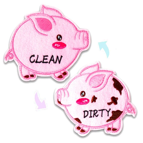 Oxepleus Handmade Felt Piggy Clean Dirty Magnet for Dishwasher, Oxepleus Funny Dishwasher Magnet Clean Dirty Sign, Double Sided Strong Kitchen Flip Indicator