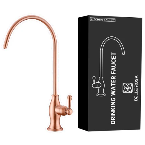 Delle Rosa Drinking Water Faucet in Copper Finish, Retro Solid Brass Kitchen Water Filter Faucet, Commercial Water Filtration Faucet for Under Sink Water Filter System,Copper Finish,Non-Air Gap