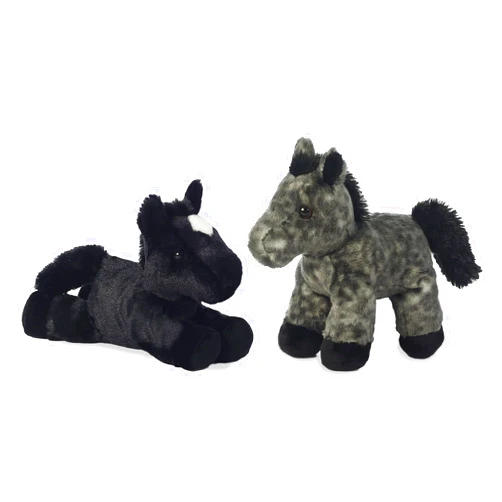 Aurora World Mini Flopsie Plush Horses | Storm & Beau 8 Bundle, 8 inches