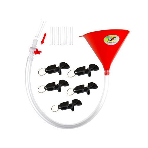Party Like Sophia Beer Bong Funnel with Valve, 5 mouthpieces, 5 Pack Shotgun Tool Bottle Opener Keychain, Extra Long 2.5 feet (30 inch) Kink Free Tube - Premium Funnel for Beer Drinking Games, College Parties