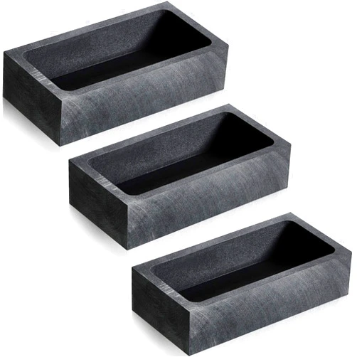 Patelai 3 Pieces Graphite Ingot Molds Crucible Mould for Casting Melting Smelting Silver Gold Metal Aluminum Copper Brass, 4 x 2 x 1 Inch, 1 kg Gold/ 500 g Silver