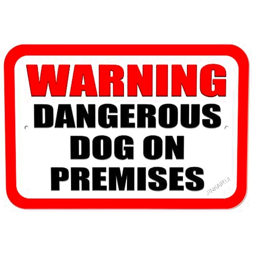 JINKAIRUI Warning Dangerous Dog On Premises Retro Fashion Chic Metal Tin Sign Garage Vintage Garden House Wall Decor 6X8 Inch