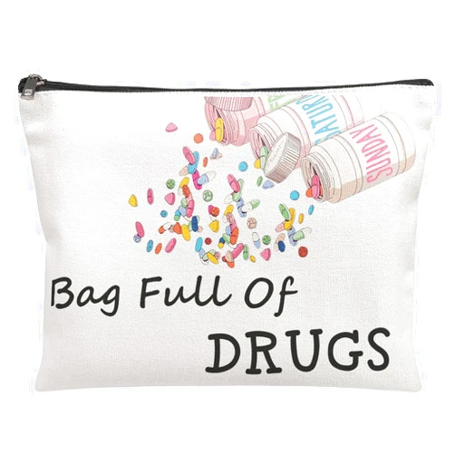 Hookoome Nurse Practitioner Gifts for Women - Bag Full Of Drugs- Funny Medicine Cosmetic Pill Bag Storage Multifunction Pouch for Her Mom Patient Birthday Gifts