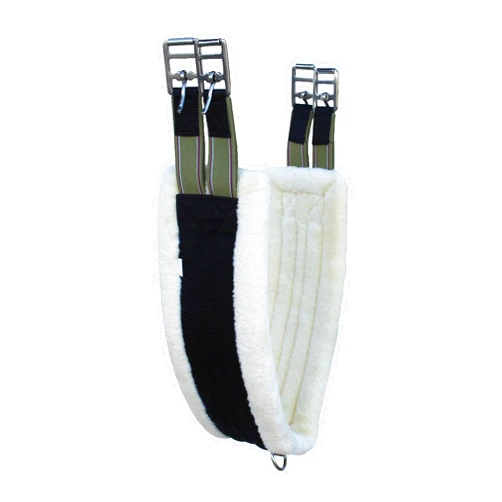 CHALLENGER English Saddle Fleece Girth Black Nylon Webbed Double-Elastic Ends 97141