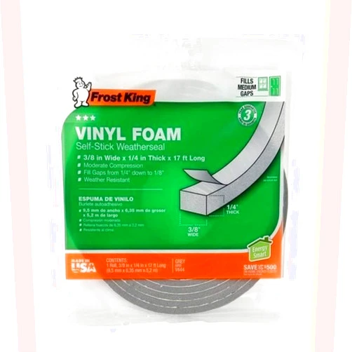 Frost King Vinyl Foam Tape - Closed Cell - Moderate Compression, 3/8
