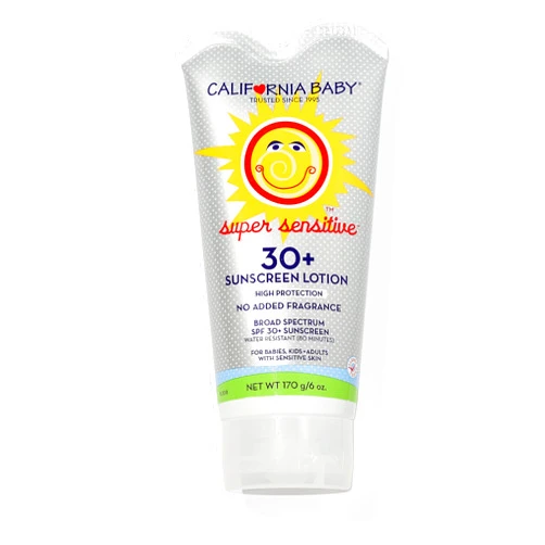 California Baby Super Sensitive SPF 30+ Sunscreen | Unscented | Mineral Based | Baby Sunscreen for Face + Body | Titanium Dioxide | 170 grams / 6oz
