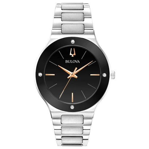 Bulova Men's Modern Millenia 3-Hand Quartz Watch, Edge-to-Edge Crystal with Diamonds