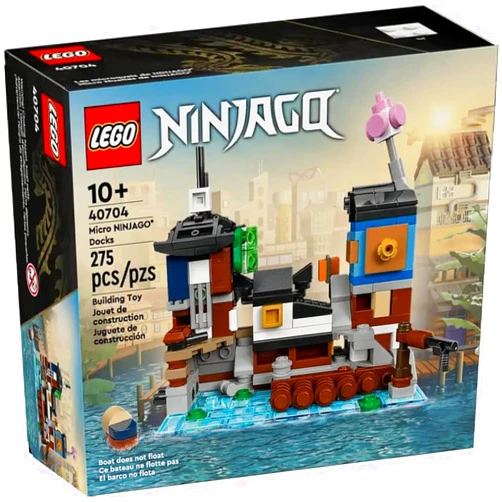 LEGO NINJAGO 40704 Micro Docks Building Set: Miniature Version of NINJAGO City Docks with Market, Tearoom, Arcade, and Apartments (275 pcs)